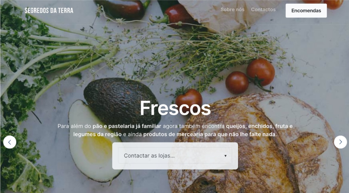 Site com plataforma de compra para produtos de pastelaria.